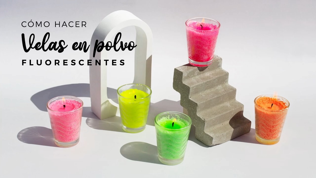 como hacer velas polvo fluorescentes