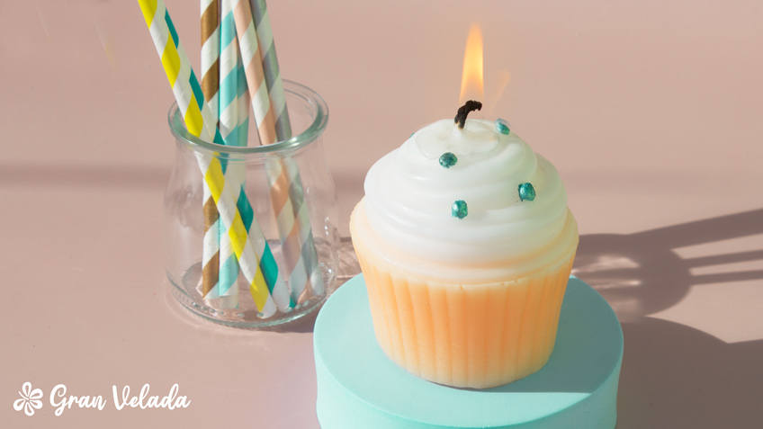 Vela de cupcake para cumpleaños