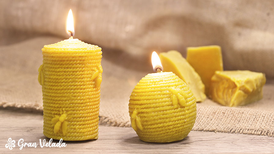 Velas decorativas de cera de abejas con aroma a miel para