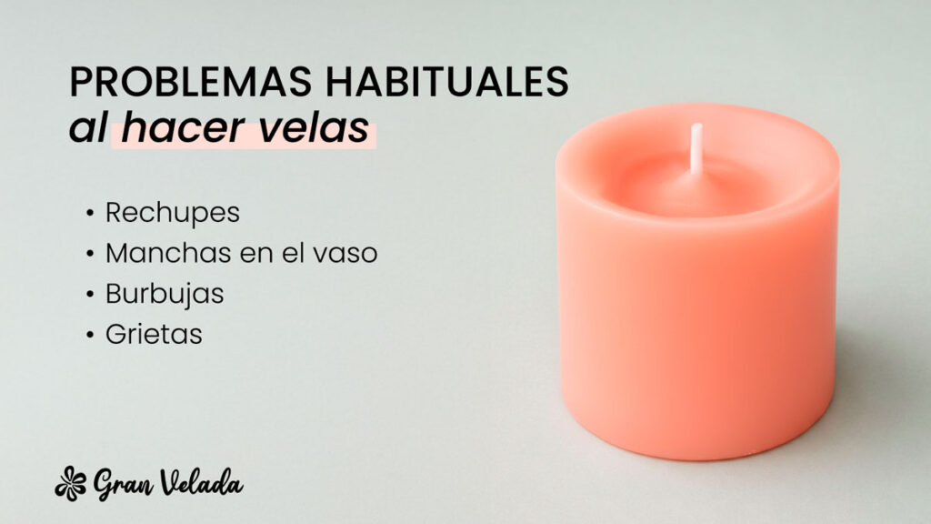 Problemas habituales al hacer velas: hay una vela rosa y una lista de fallos técnicos.